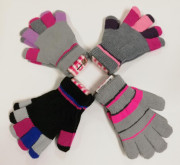 Zimní prstové rukavičky pletené proužkované Vel. M (3-5 let)