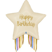 Hvězda - HB krémová s třásněmi 29"/74 cm fóliový balónek nafukovací