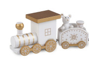 Dřevěný vláček k vánočnímu aranžování bílý