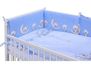 Dětská postýlka Toro bílá s kompletní modrou výbavou 120 x 60 cm Scarlett