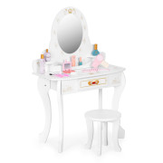 Dětská toaletka se zrcadlem, židličkou a doplňky bílá
