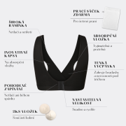 Kojicí podprsenka bambus Nuuma Black s vyjímatelnými vložkami + prací sáček Moniel