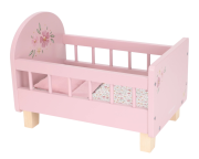 Postýlka pro panenky dřevěná s peřinkou Pink Little Dutch