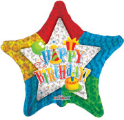 Fóliový balónek Hvězda 46cm HAPPY BIRTHDAY PARTY