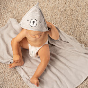 Dětská osuška s kapucí šedá Medvídek 100x100 Akuku