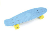 Skateboard - pennyboard 60cm, nosnost 90kg, kovové osy, modrá barva, žlutá kola