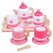 Dřevěná čajová sada růžová Bigjigs Toys