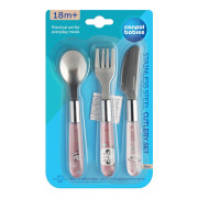 Příbor kovový Exotic Animals 3 ks růžový Canpol babies