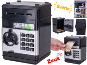 Trezor - 19,5cm s odemykáním na kód - se světlem, zvukem a penězi černá