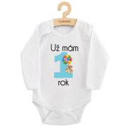 Body s potiskem New Baby Už mám 1 rok modré, vel. 80