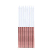 Svíčky 16 ks rose gold/bílá 14,5 cm