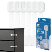 Bezpečnostní zámky víceúčelové pro skříňky a zásuvky nastavitelné sada 6 ks Sipo