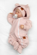 Rostoucí teplákový overal, čepice, botky, 3D, Nature - růžová Baby Nellys