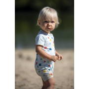 Overal tenký krátký Tisk Outlast® UPF 50+ bleděmodrá kostičky Little Angel 