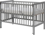 Dětská postýlka - Scarlett DOMINIK (borovice), stahovací bočnice - 120 x 60 cm - šedá