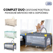 Complet duo cestovní postýlka s druhým dnem a hrazdičkou Asalvo