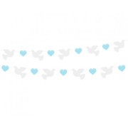 Girlanda papírová hrdličky - modré srdce 150 cm