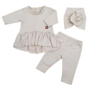 Bavlněná světle béžová sada 3dílná - tunika, legíny, turban Z&Z