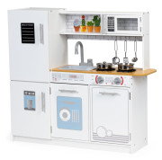 Dětská dřevěná kuchyňka s LED osvětlením a hrnci