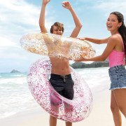 Kruh plovací flitrový růžová