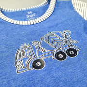 Tričko tenké KR obrázek PRUH UV 50+ Outlast® - modrý melír/pruh bíločerný