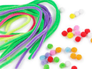 Kreativní sada chlupaté drátky a bambulky neonové