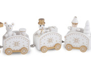 Dřevěný vláček k vánočnímu aranžování bílý