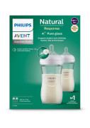 Láhev Natural Philips Avent Response skleněná 240 ml, 1 m+, 2 ks