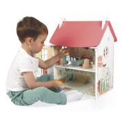 Dřevěný domeček pro panenky s rodinou a nábytkem Janod