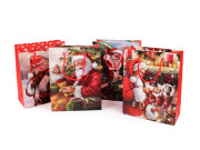 Vánoční dárková taška s glitry 18 x 23 x 8 cm Santa 2