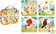 Puzzle v kufříku 4v1 Farma zvířátka Janod