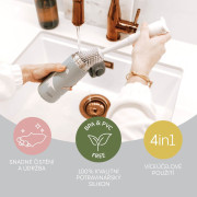 Silikonový kartáč na dětskou lahev 3 v 1 Light Grey Zopa