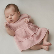 Kojenecké šaty krátký rukáv mušelín Růžová Baby Service