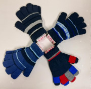 Zimní prstové rukavičky pletené proužkované Vel. L (5 let a více)