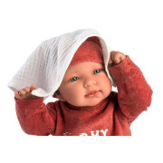 Obleček pro panenku miminko New Born velikosti 43-44 cm Llorens 3dílný červený