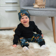 Dětské tepláky s vysokým pasem Bagry černá Esito