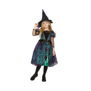 Kostým dětský Čarodějka zeleno-černá vel. 3-4 roky Albi