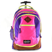 Školní batoh trolley Smash Růžová lemovaná neonově žlutou