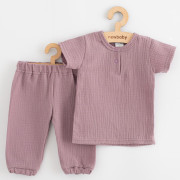 Kojenecká mušelínová souprava tričko a kalhoty levander New Baby