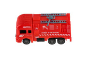 Hasičské auto plast na zpětné natažení 4 druhy, 11 cm