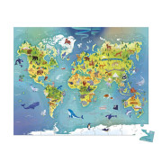 Puzzle Mapa světa v kufříku 100 ks Janod