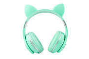 Bluetooth bezdrátová dětská sluchátka s ouškama zelená