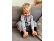 Letní spací pytel s nožičkami modrý mušelín 