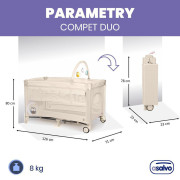 Complet duo cestovní postýlka s druhým dnem a hrazdičkou Asalvo