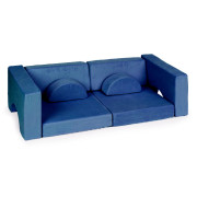 Kreativní dětská pohovka z měkkých polštářů – skládací modulární set 8 dílů - tm. modrá