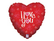 Srdce - Růžový, nápis Love 18"/45 cm fóliový balónek