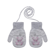 Pletené zimní rukavice se šňůrkou medvídek 3 - 6 let