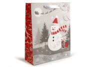 Dárková taška vánoční s glitry 18x24 cm