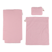 Kočárek pro panenky dřevěný s peřinkou Pink Little Dutch