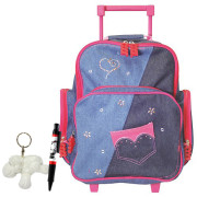 Školní batoh Cool trolley set - 3-dílná sada - modro-růžový jeans